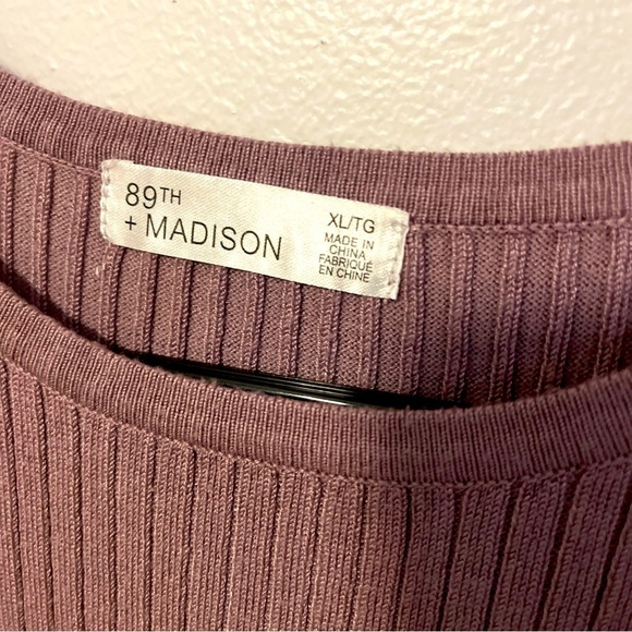 89th + Madison Lavender Peplum Pull On Sweater Bodice Sheer Sleeve Mixed Media - Picture 6 of 6